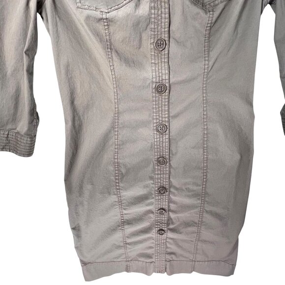 Boden Button Down Shirtdress Womens 3/4 Sleeve Size 4L Brown Putty Gray - Picture 3 of 14